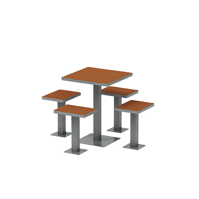 Square Table + Metal Ortpine Stools / HPL HPLILE - 4places - anthracite 7016 / cheen clear