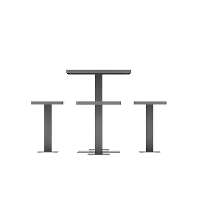 Square Table + Metal Ortpine Stools / HPL HPLILE - 4places - anthracite 7016 / cheen clear