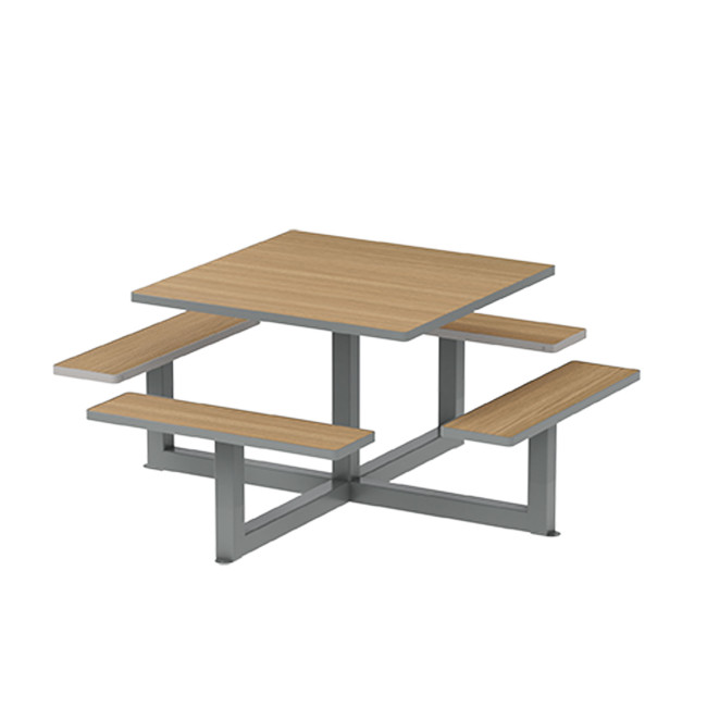 Square Table + Built-in Metal Orpin / HPL - 8places - Anthracite 7016 / Clear Chene