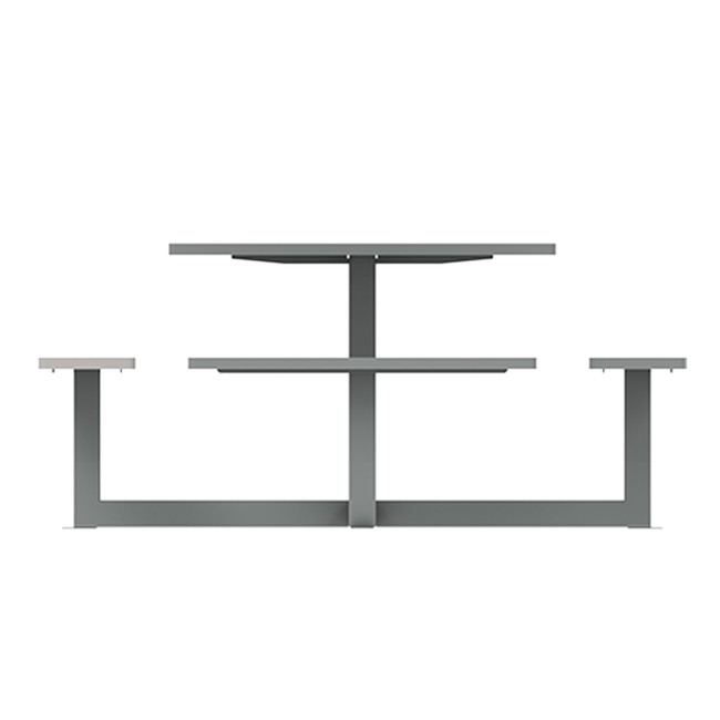 Square Table + Built-in Metal Orpin / HPL - 8places - Anthracite 7016 / Clear Chene