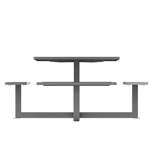 Square Table + Built-in Metal Orpin / HPL - 8places - Anthracite 7016 / Clear Chene