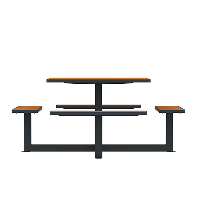 Square Table + Built-in Metal Orpin / HPL - 8places - Anthracite 7016 / Clear Chene
