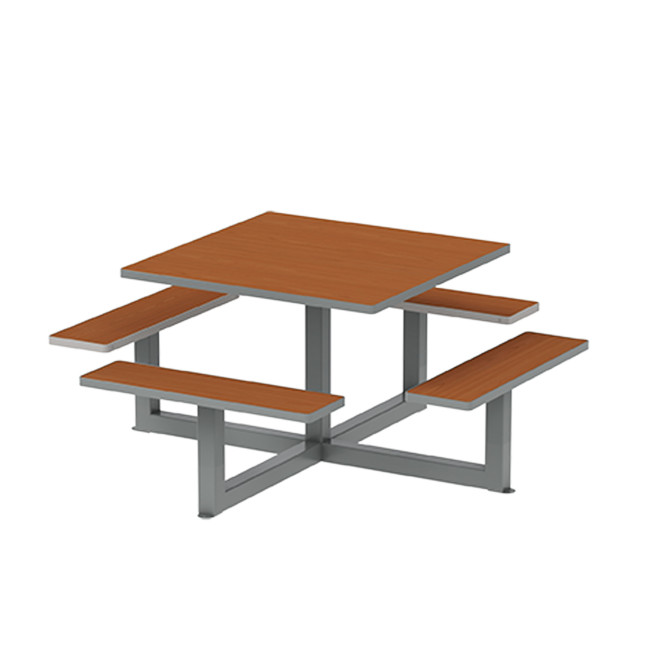 Square Table + Built-in Metal Orpin / HPL - 8places - Anthracite 7016 / Clear Chene