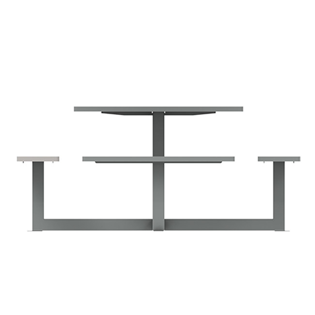 Square Table + Built-in Metal Orpin / HPL - 8places - Anthracite 7016 / Clear Chene