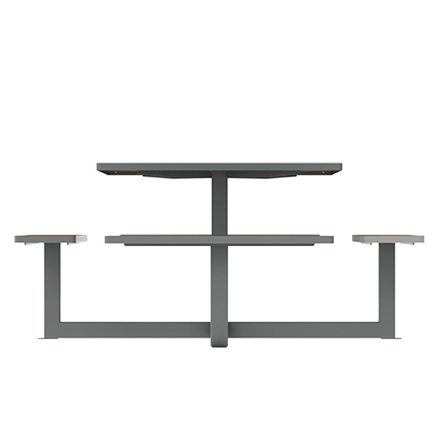 Square Table + Built-in Metal Orpin / HPL - 8places - Anthracite 7016 / Clear Chene