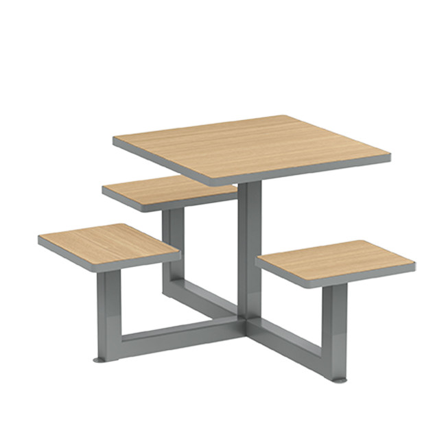 Square Table + Built-in Metal / HPL / HPL - 3place + 1PMR - Clear Anthracite + 1PMR - Clear Anthracite