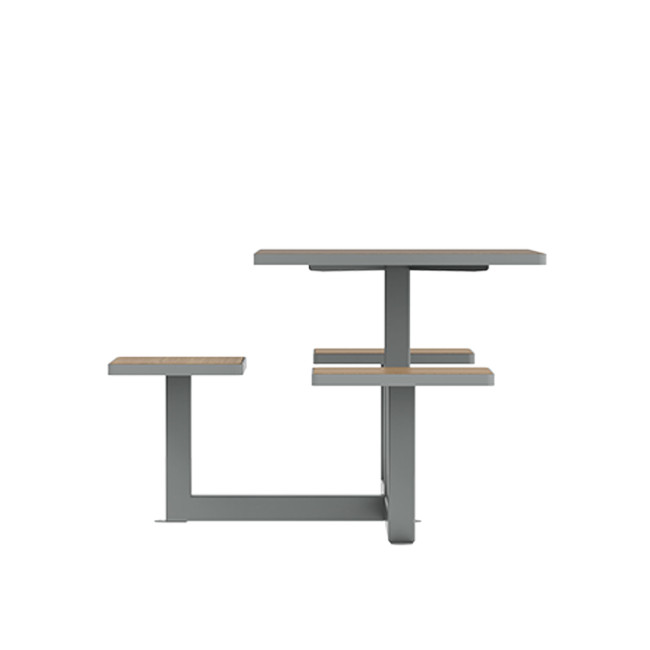 Square Table + Built-in Metal / HPL / HPL - 3place + 1PMR - Clear Anthracite + 1PMR - Clear Anthracite