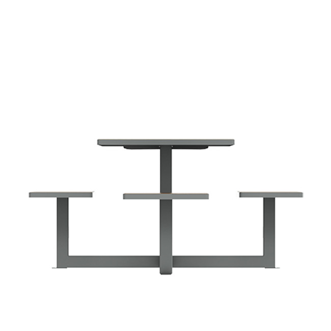 Square Table + Built-in Metal / HPL / HPL - 3place + 1PMR - Clear Anthracite + 1PMR - Clear Anthracite