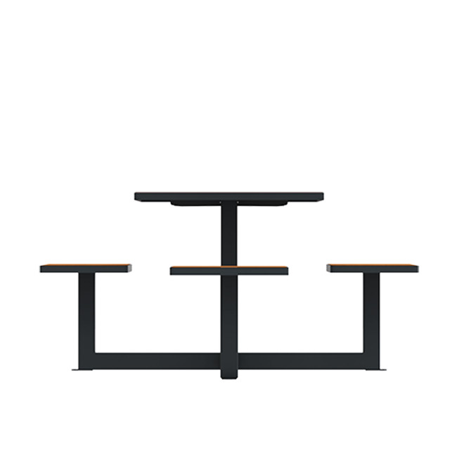 Square Table + Built-in Metal / HPL / HPL - 3place + 1PMR - Clear Anthracite + 1PMR - Clear Anthracite