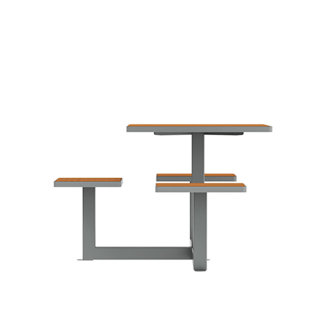 Square Table + Built-in Metal / HPL / HPL - 3place + 1PMR - Clear Anthracite + 1PMR - Clear Anthracite