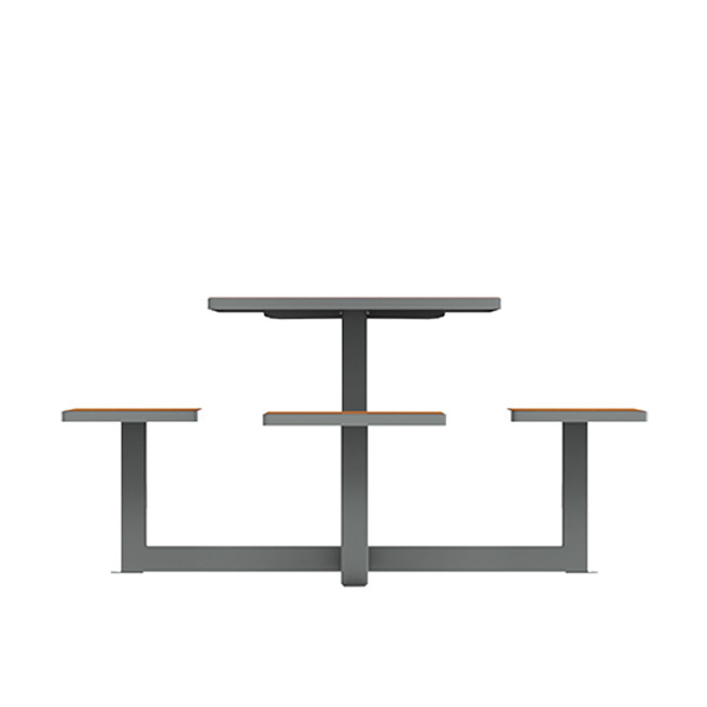 Square Table + Built-in Metal / HPL / HPL - 3place + 1PMR - Clear Anthracite + 1PMR - Clear Anthracite