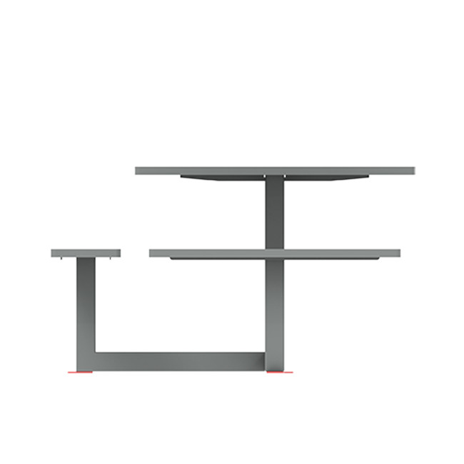Square Table + Built-in Metal Orpin / HPL - 6places + 1PMR - Clear Anthracite 7016 / CHEEN