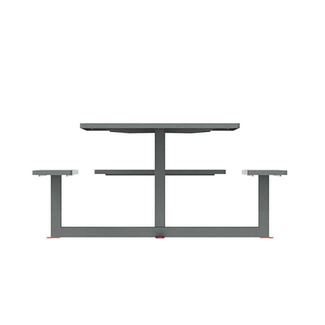 Square Table + Built-in Metal Orpin / HPL - 6places + 1PMR - Clear Anthracite 7016 / CHEEN