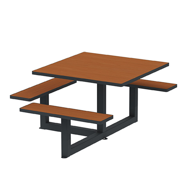 Square Table + Built-in Metal Orpin / HPL - 6places + 1PMR - Clear Anthracite 7016 / CHEEN