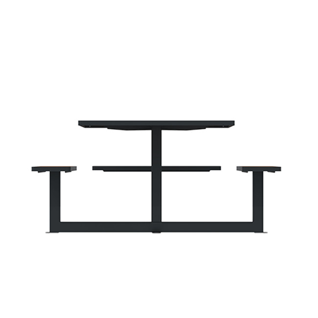 Square Table + Built-in Metal Orpin / HPL - 6places + 1PMR - Clear Anthracite 7016 / CHEEN