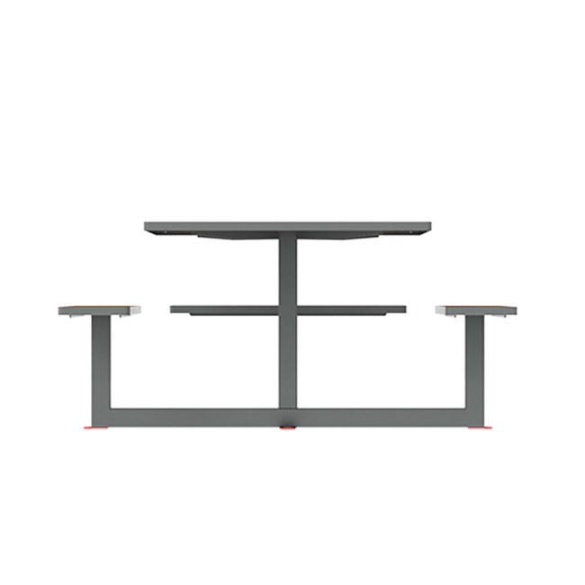 Square Table + Built-in Metal Orpin / HPL - 6places + 1PMR - Clear Anthracite 7016 / CHEEN