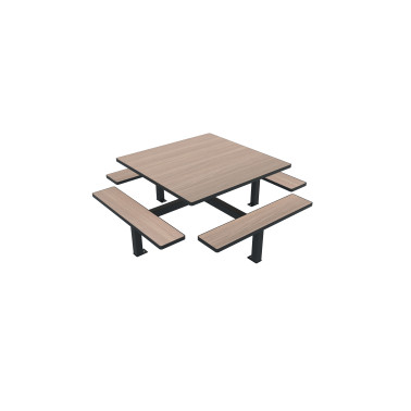 Square Table + Suspended Banquettes 8 Seater Metal Orpin / HPL - anthracite 7016 / cheen clear