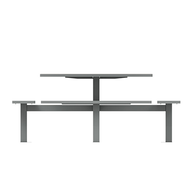 Square Table + Suspended Banquettes 8 Seater Metal Orpin / HPL - anthracite 7016 / cheen clear
