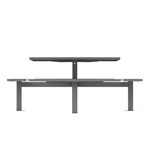 Square Table + Suspended Banquettes 8 Seater Metal Orpin / HPL - anthracite 7016 / cheen clear
