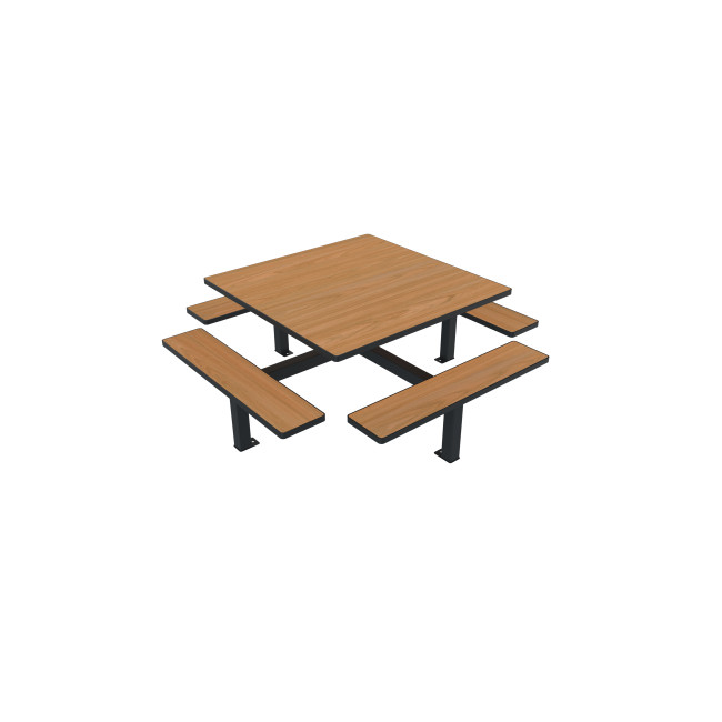 Square Table + Suspended Banquettes 8 Seater Metal Orpin / HPL - anthracite 7016 / cheen clear