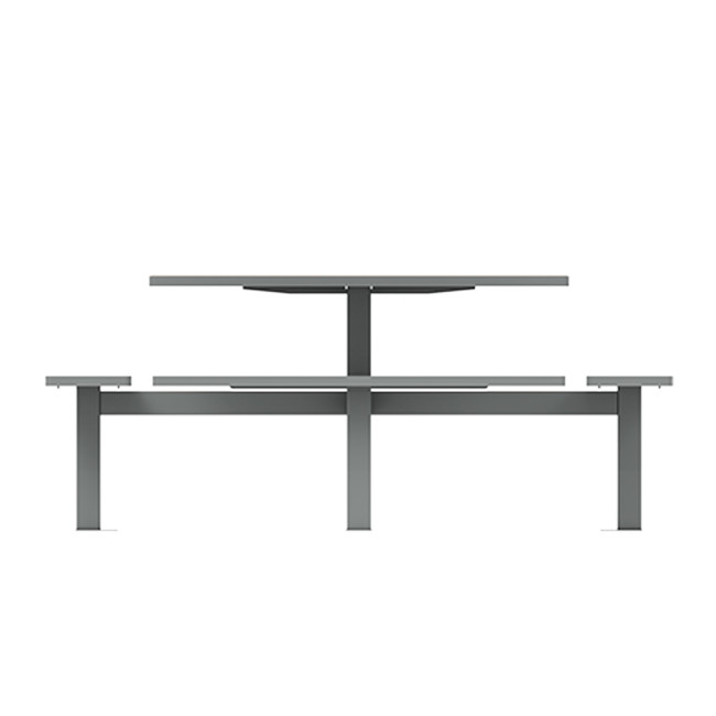 Square Table + Suspended Banquettes 8 Seater Metal Orpin / HPL - anthracite 7016 / cheen clear