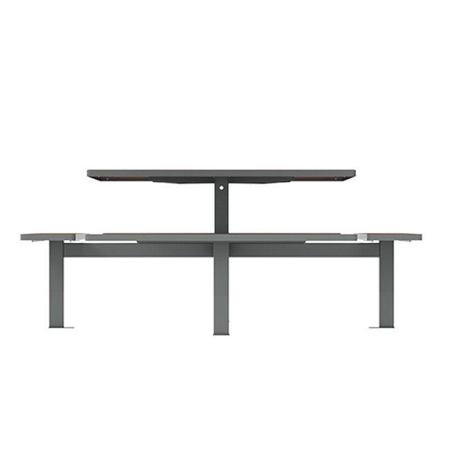 Square Table + Suspended Banquettes 8 Seater Metal Orpin / HPL - anthracite 7016 / cheen clear