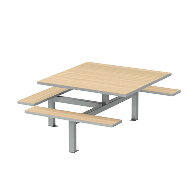 Square Table + Suspended Banquettes 6 + 1 Places Orpin Metal / HPL - anthracite 7016 / cheen clear