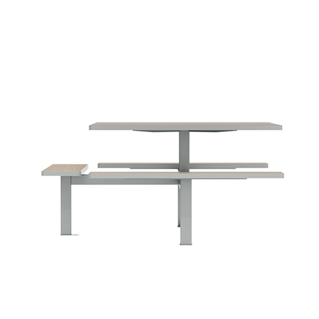 Square Table + Suspended Banquettes 6 + 1 Places Orpin Metal / HPL - anthracite 7016 / cheen clear