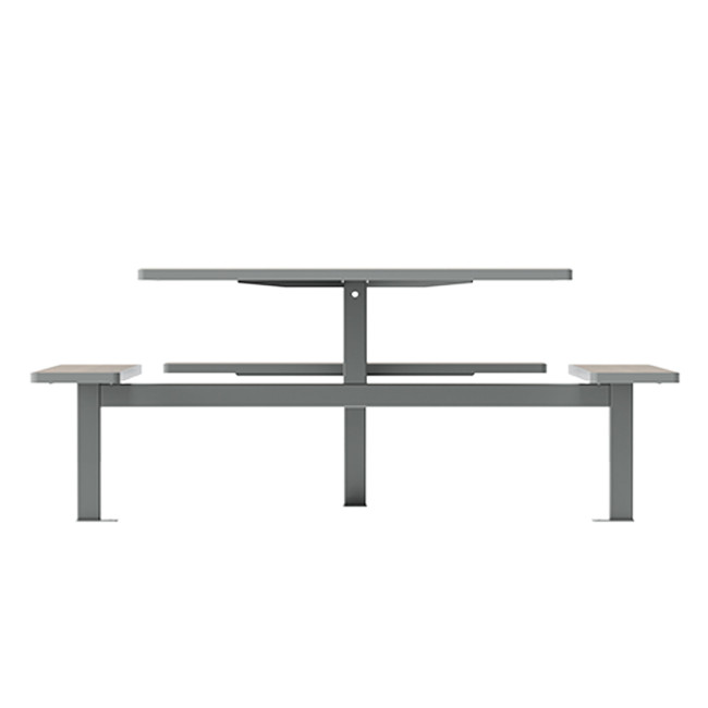 Square Table + Suspended Banquettes 6 + 1 Places Orpin Metal / HPL - anthracite 7016 / cheen clear