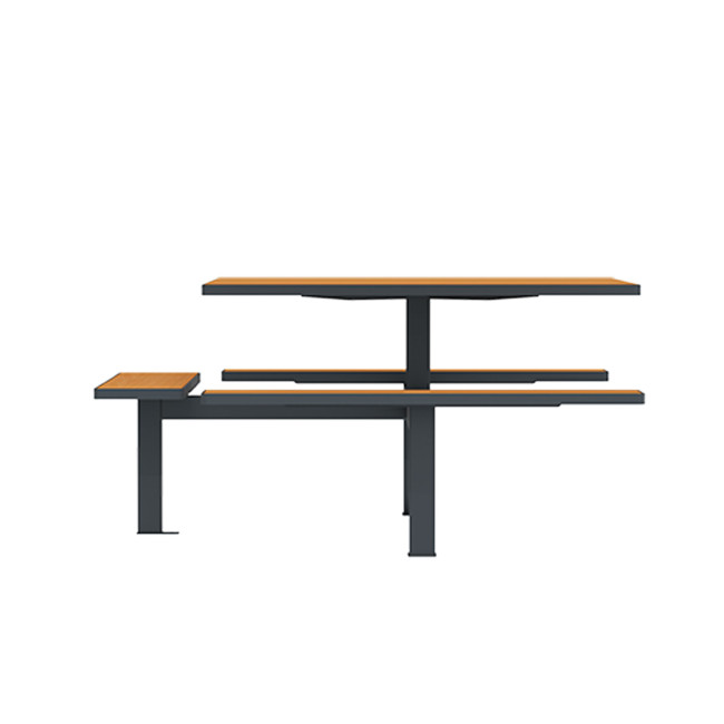 Square Table + Suspended Banquettes 6 + 1 Places Orpin Metal / HPL - anthracite 7016 / cheen clear