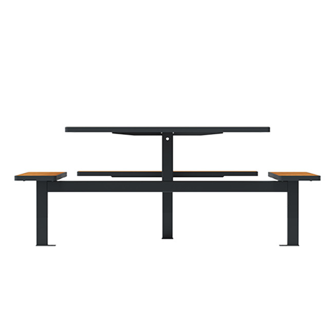 Square Table + Suspended Banquettes 6 + 1 Places Orpin Metal / HPL - anthracite 7016 / cheen clear