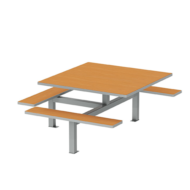 Square Table + Suspended Banquettes 6 + 1 Places Orpin Metal / HPL - anthracite 7016 / cheen clear