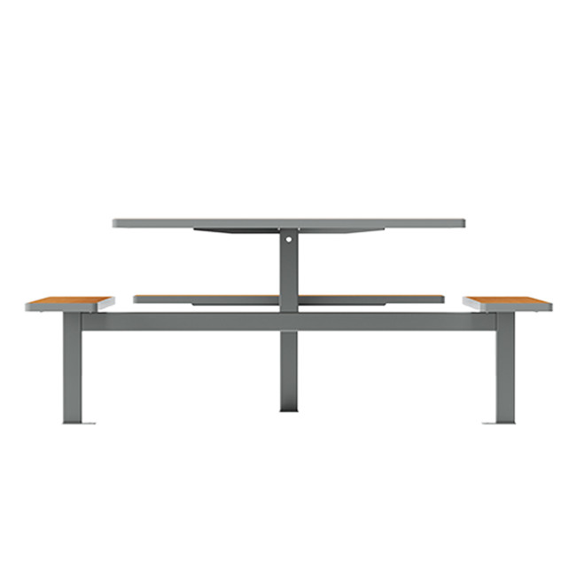 Square Table + Suspended Banquettes 6 + 1 Places Orpin Metal / HPL - anthracite 7016 / cheen clear