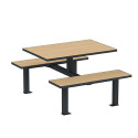 RECTANGLE TABLE + SUSPENDED METAL / HPL HANGING BANQUETTES - 4PLACES