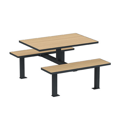 Rectangle Table + Hanging Banquettes Orpin Metal / HPL to Girl - 4places - anthracite 7016 / clear chene