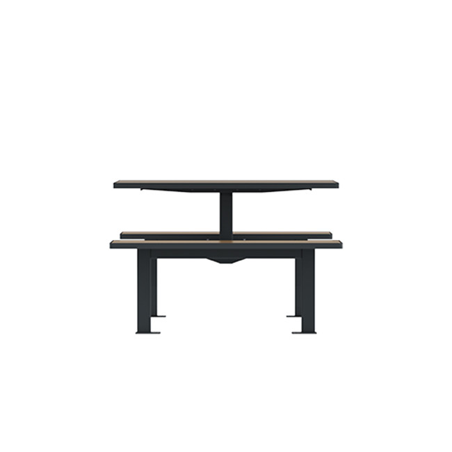 Rectangle Table + Hanging Banquettes Orpin Metal / HPL to Girl - 4places - anthracite 7016 / clear chene