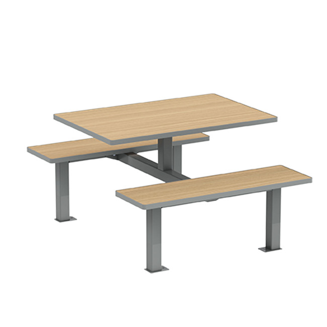 Rectangle Table + Hanging Banquettes Orpin Metal / HPL to Girl - 4places - anthracite 7016 / clear chene