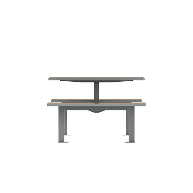 Rectangle Table + Hanging Banquettes Orpin Metal / HPL to Girl - 4places - anthracite 7016 / clear chene