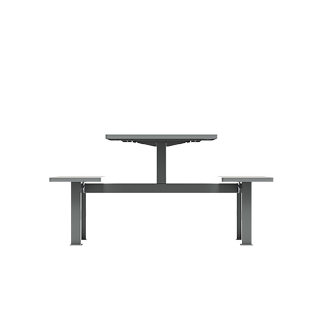 Rectangle Table + Hanging Banquettes Orpin Metal / HPL to Girl - 4places - anthracite 7016 / clear chene