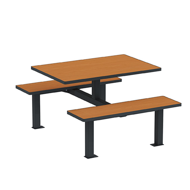Rectangle Table + Hanging Banquettes Orpin Metal / HPL to Girl - 4places - anthracite 7016 / clear chene
