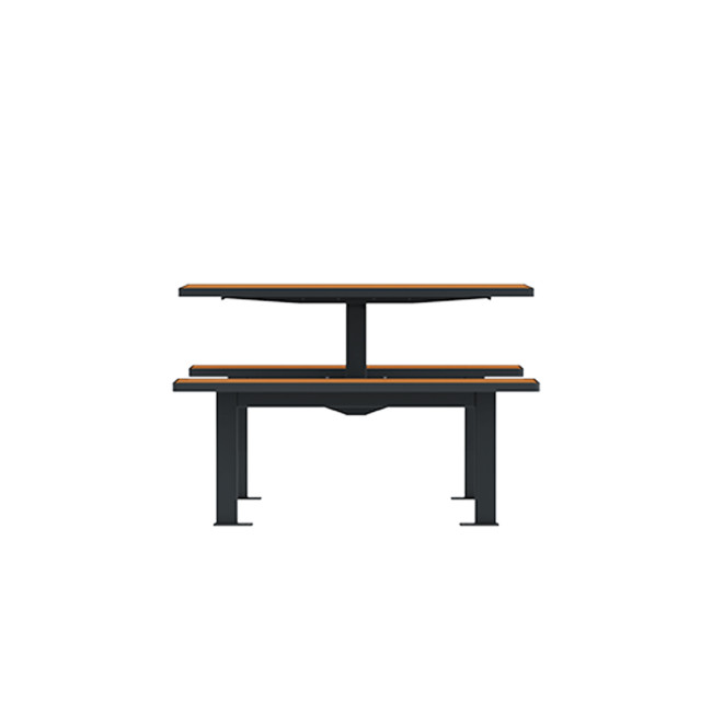 Rectangle Table + Hanging Banquettes Orpin Metal / HPL to Girl - 4places - anthracite 7016 / clear chene