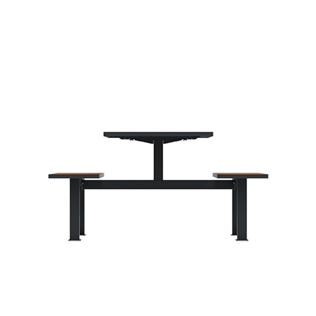 Rectangle Table + Hanging Banquettes Orpin Metal / HPL to Girl - 4places - anthracite 7016 / clear chene