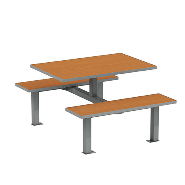Rectangle Table + Hanging Banquettes Orpin Metal / HPL to Girl - 4places - anthracite 7016 / clear chene
