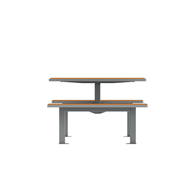 Rectangle Table + Hanging Banquettes Orpin Metal / HPL to Girl - 4places - anthracite 7016 / clear chene
