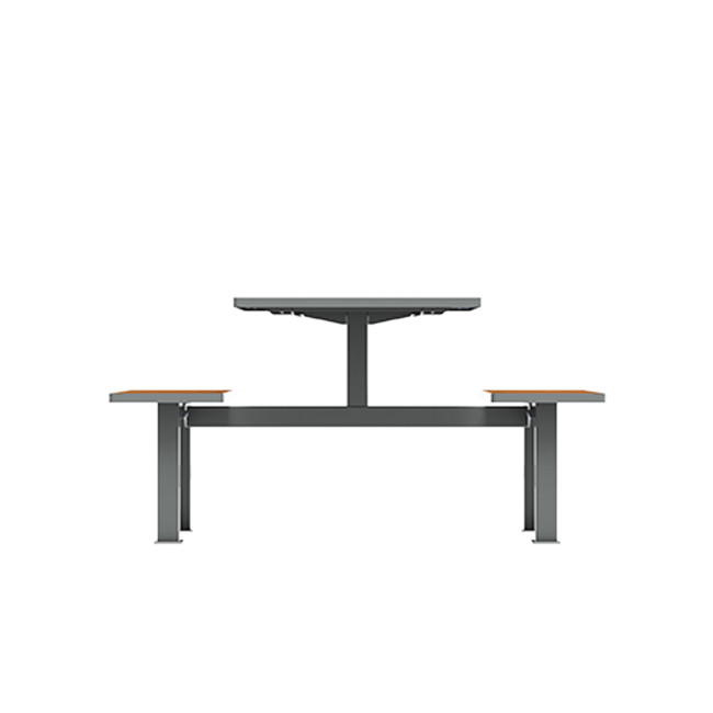 Rectangle Table + Hanging Banquettes Orpin Metal / HPL to Girl - 4places - anthracite 7016 / clear chene