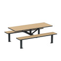 TABLE RECTANGLE + BANQUETTES SUSPENDUE EN MÉTAL / HPL À CHEVILLER - 6PLACES