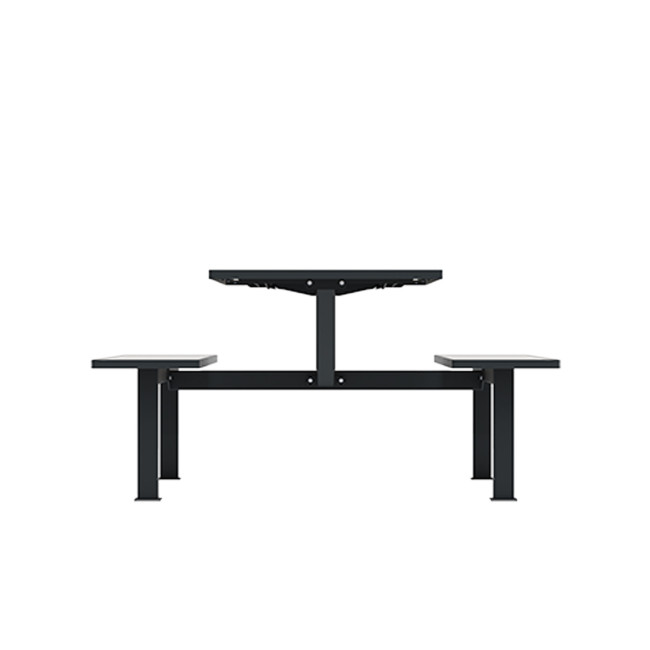 Rectangle Table + Hanging Banquettes Orpin Metal / HPL to Invil - 6places - anthracite 7016 / cheen clear