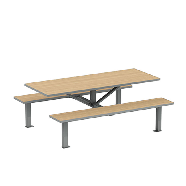 Rectangle Table + Hanging Banquettes Orpin Metal / HPL to Invil - 6places - anthracite 7016 / cheen clear