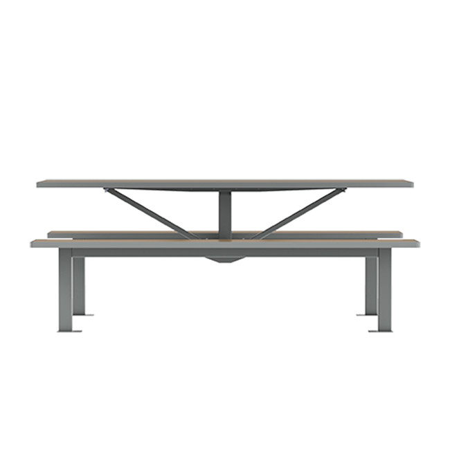 Rectangle Table + Hanging Banquettes Orpin Metal / HPL to Invil - 6places - anthracite 7016 / cheen clear