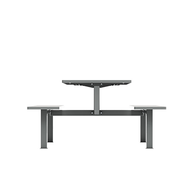 Rectangle Table + Hanging Banquettes Orpin Metal / HPL to Invil - 6places - anthracite 7016 / cheen clear